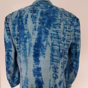 Loro Piana cashmere silk plaid tiedyed jacket blazer blue grey gray 60 2XL 3X 50